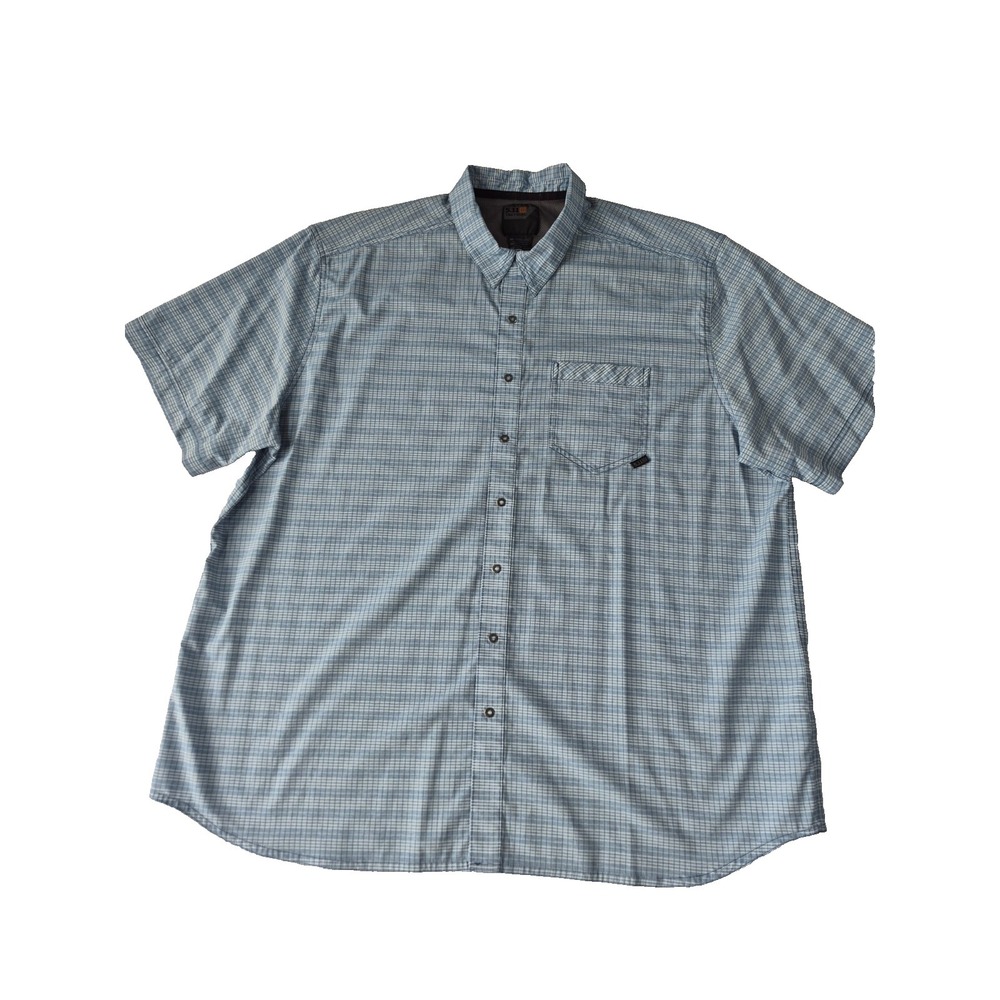 5.11 Tactical Mens 2XL Blue Plaid Button Up Shirt Short Sleeve Ventilated XXL